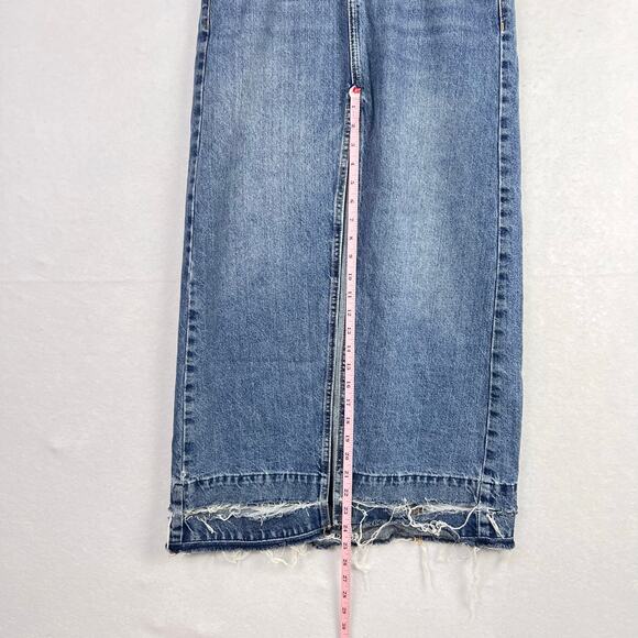 BDG XS Mandi A-Line High Front Slit Distressed Raw Hem Blue Denim Maxi Skirt - Picture 11 of 12